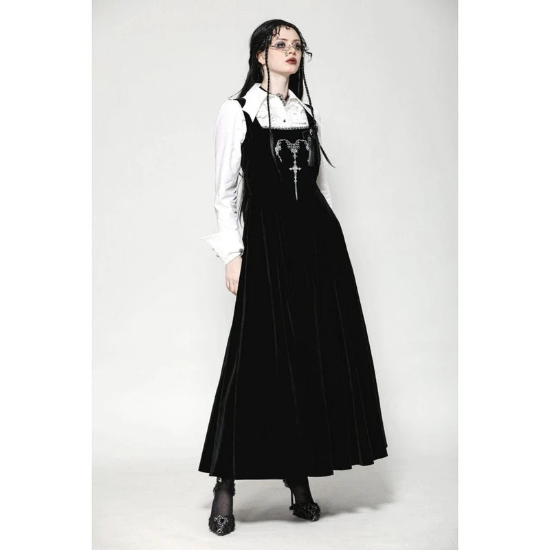 Gothic-Unterkleid aus Samt mit Stickerei und Hörnern für Damen zum Schnüren