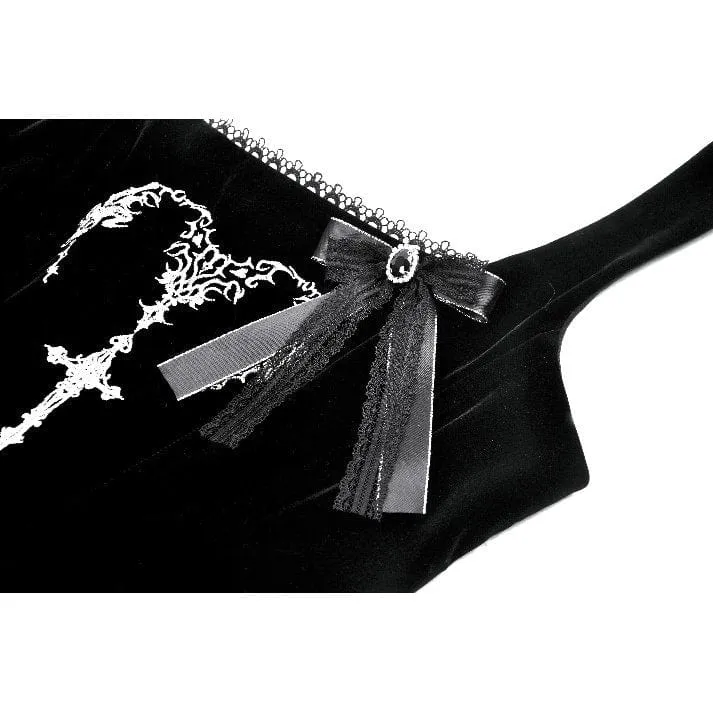 Gothic-Unterkleid aus Samt mit Stickerei und Hörnern für Damen zum Schnüren