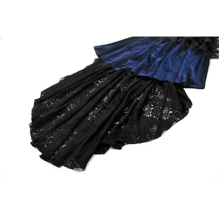 Gothic-Brautkleid mit floralem, mehrlagigem Spitzenbesatz und asymmetrischem Saum