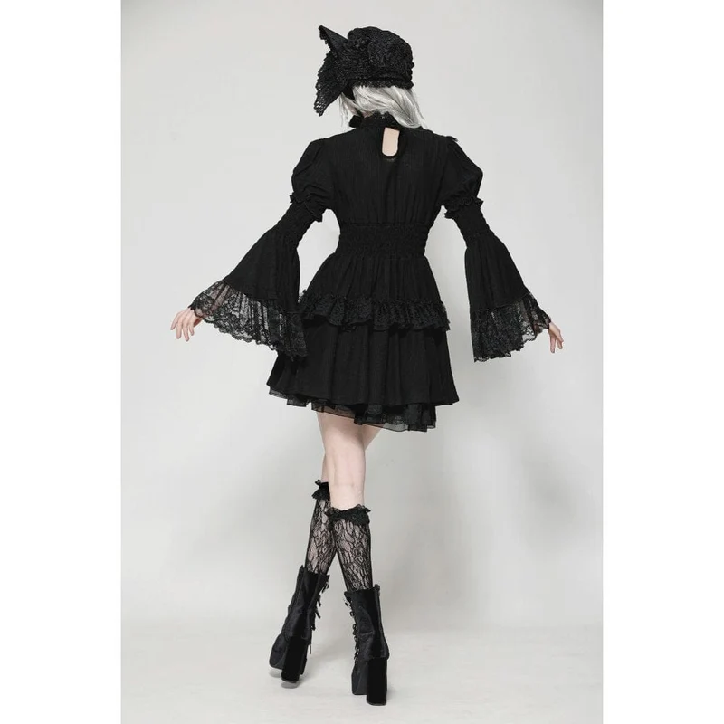 Gothic-Abschlusskleid mit Puffärmeln und Rüschen für Damen