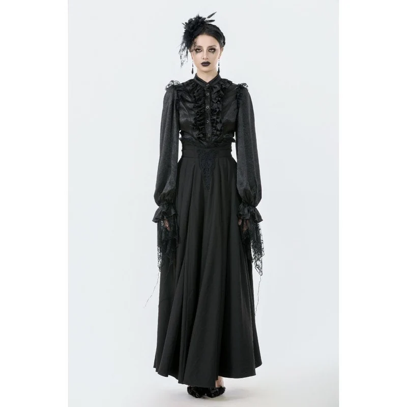 Gothic-Maxirock mit Stickereien für Damen