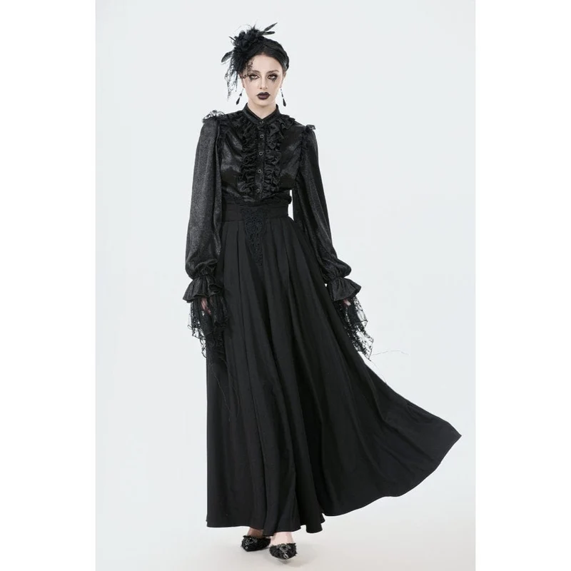 Gothic-Maxirock mit Stickereien für Damen
