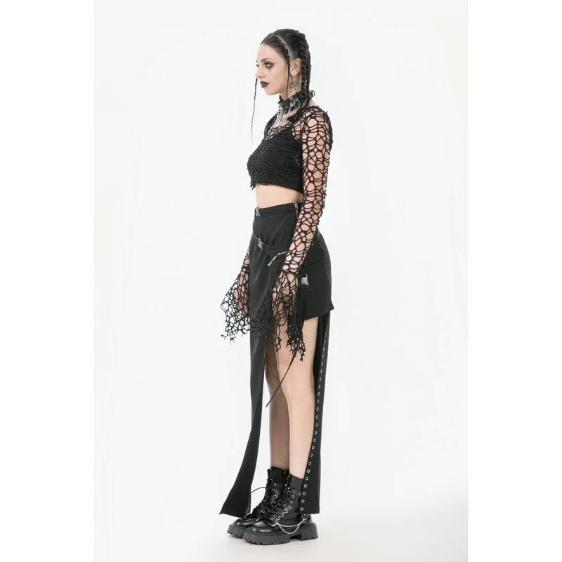 Gothic-Crop-Top mit ausgestellten Ärmeln für Damen