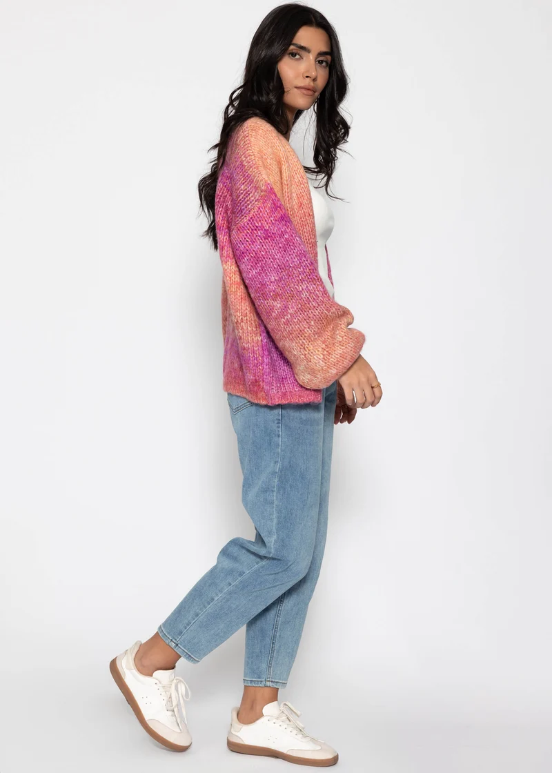 Offener Cardigan mit Farbverlauf - pink
