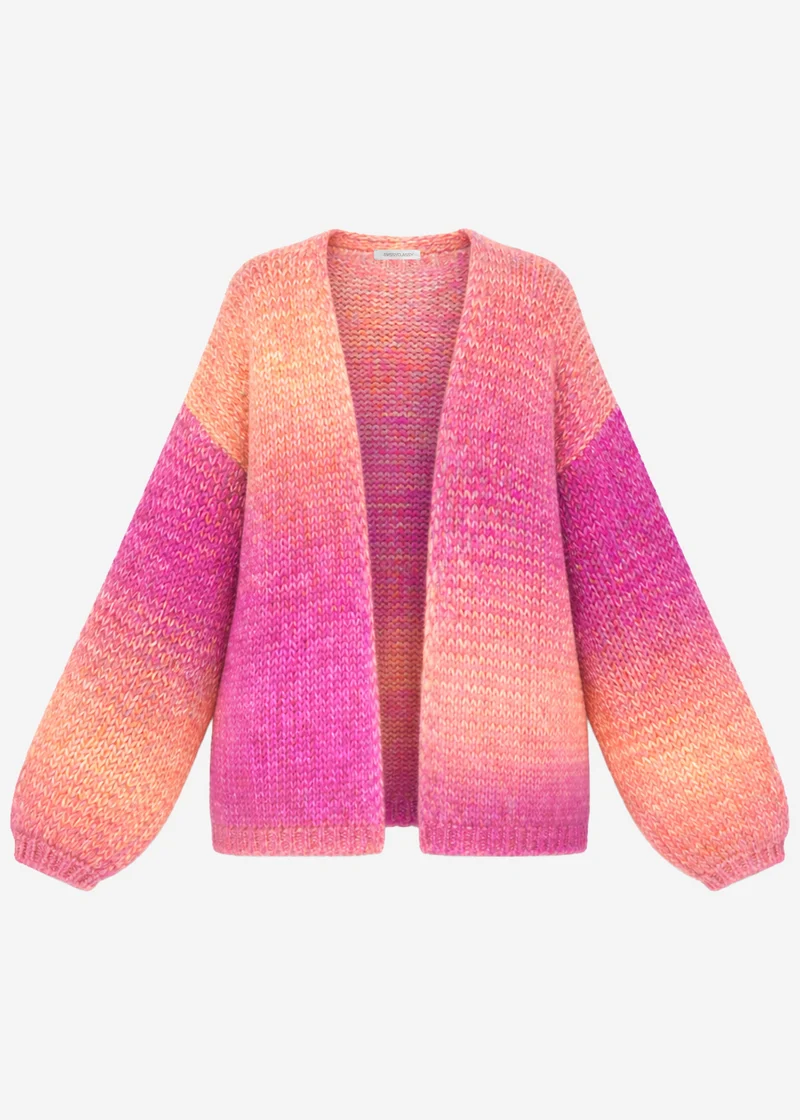 Offener Cardigan mit Farbverlauf - pink