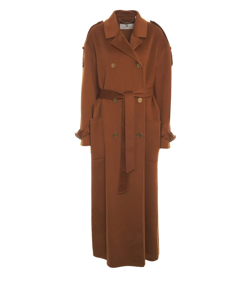 Cappotto in lana con epauletten