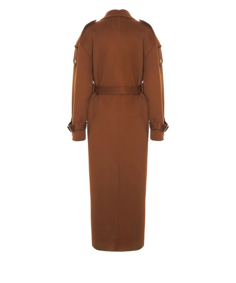 Cappotto in lana con epauletten