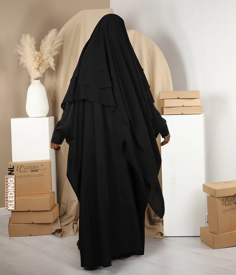 Triple Diamond Khimar Chiffon – Schwarz