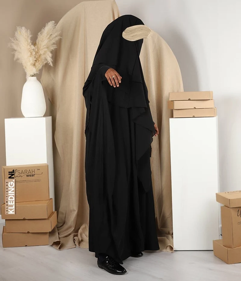 Triple Diamond Khimar Chiffon – Schwarz