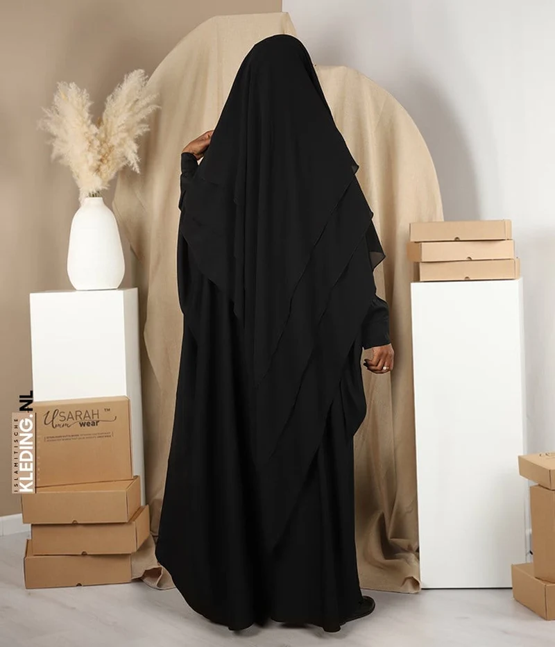 Triple Diamond Khimar Chiffon – Schwarz