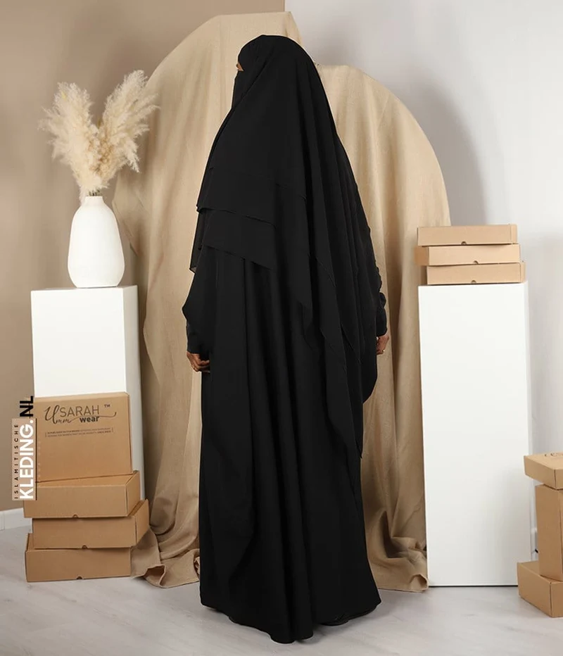 Triple Diamond Khimar Chiffon – Schwarz