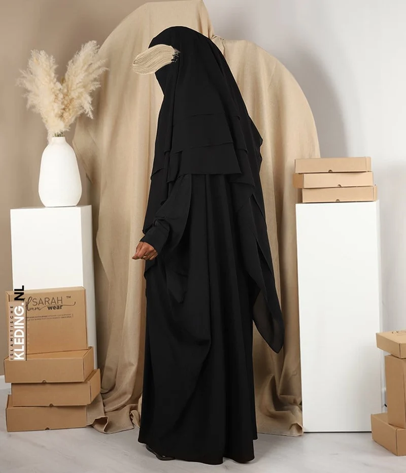 Triple Diamond Khimar Chiffon – Schwarz