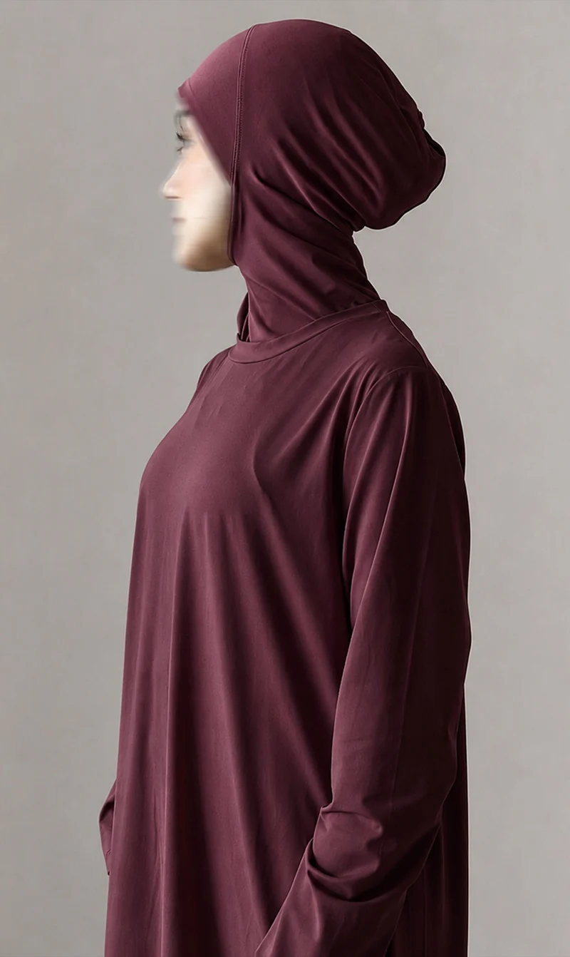 3-lagiger Burkini, lang - Pflaume
