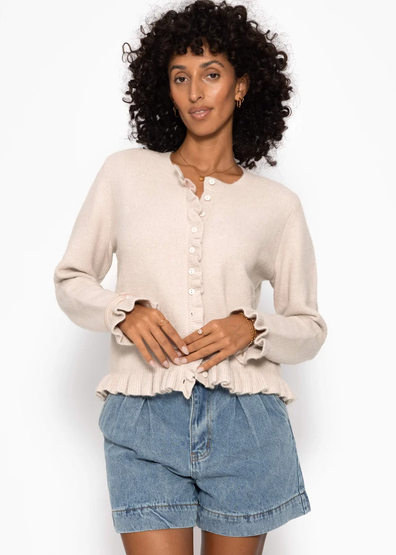 Cardigan mit Rüschen - beige