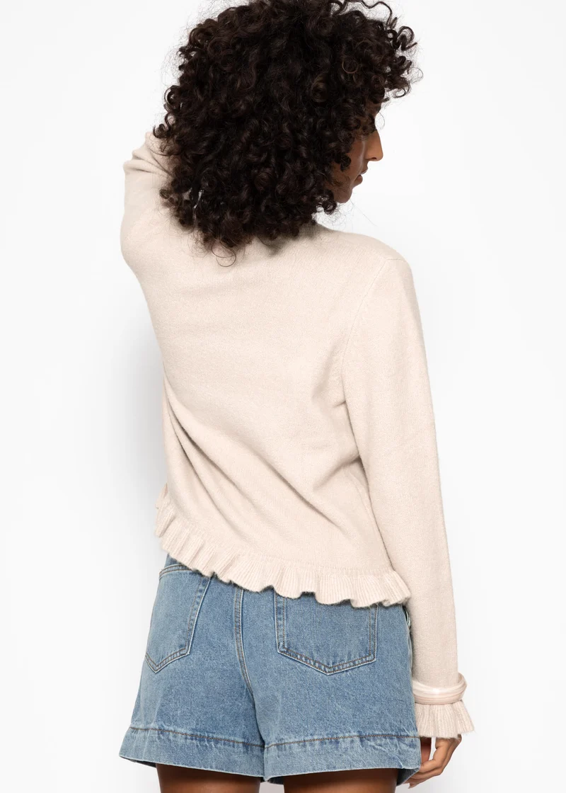 Cardigan mit Rüschen - beige