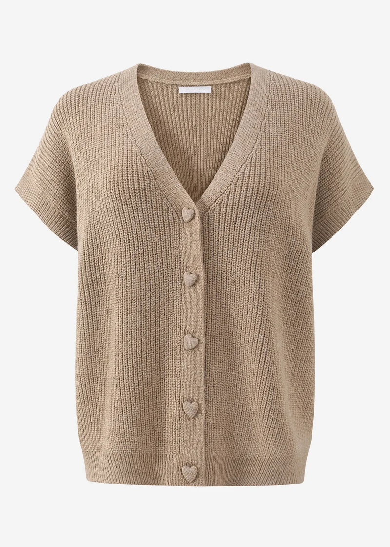 Strickweste mit Herzknöpfen - taupe
