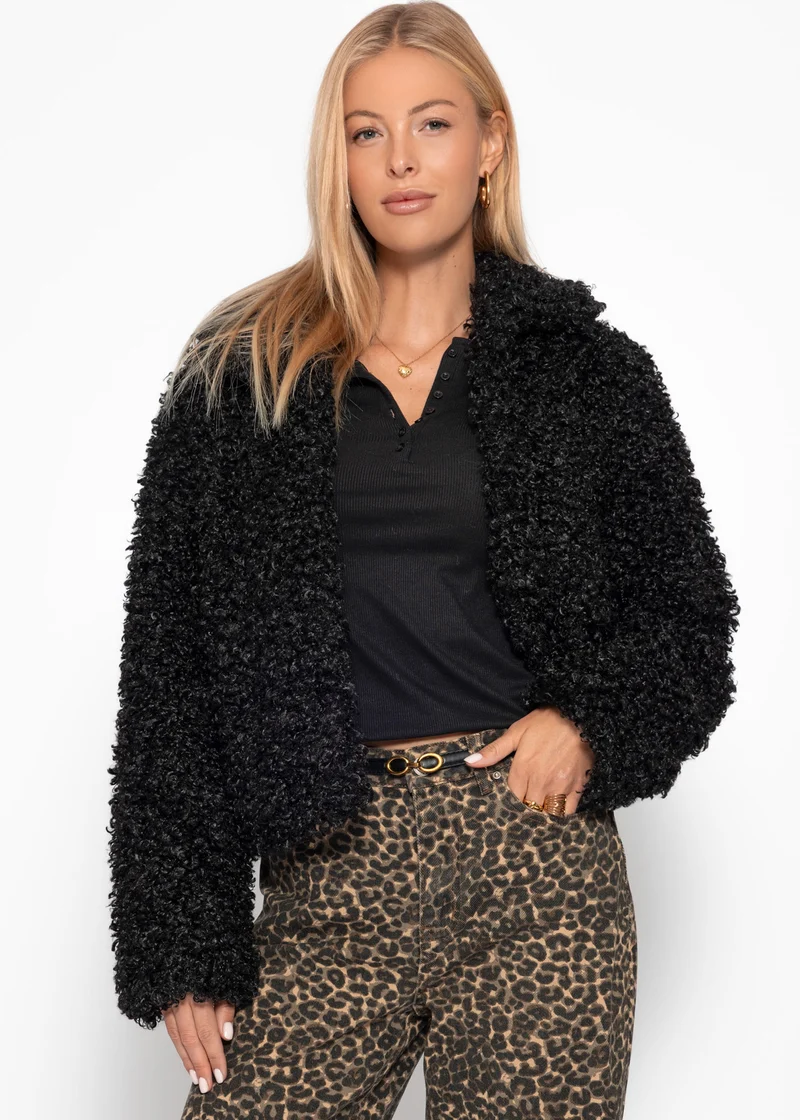 Jacke aus Teddyfell - schwarz