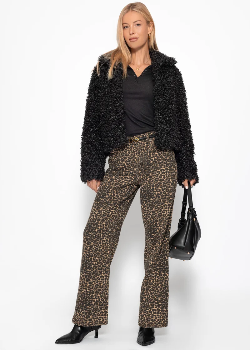Jacke aus Teddyfell - schwarz