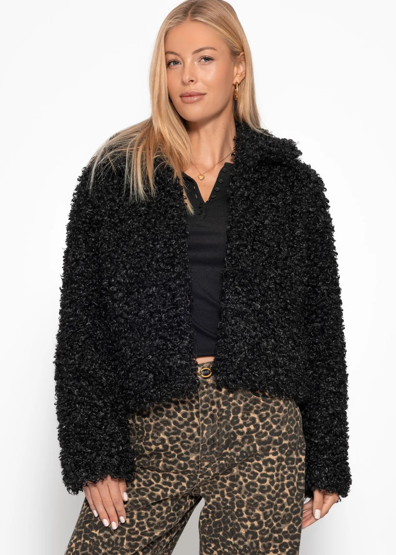 Jacke aus Teddyfell - schwarz