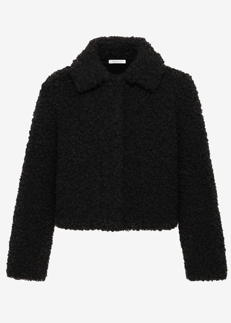 Jacke aus Teddyfell - schwarz