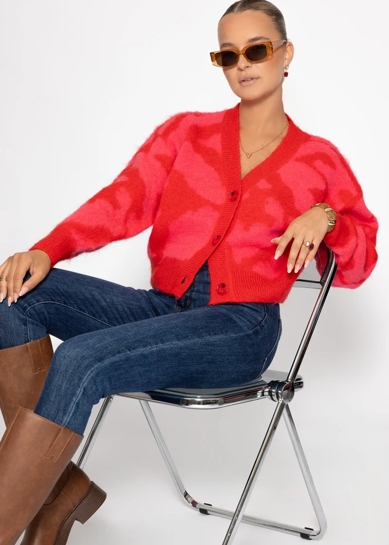 Cardigan mit Animal-Print - pink