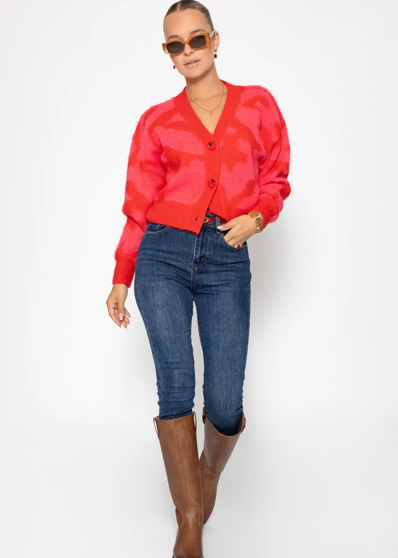 Cardigan mit Animal-Print - pink