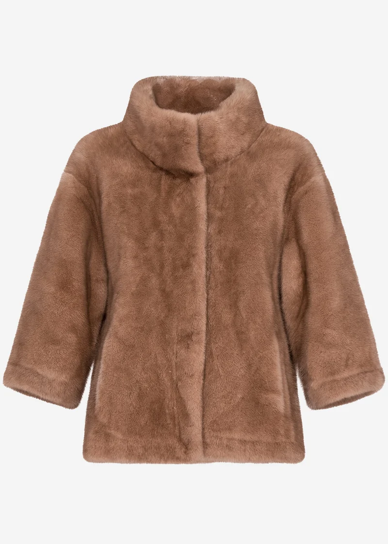 Jacke aus Kunstfell mit 7/8 Ärmeln - beige
