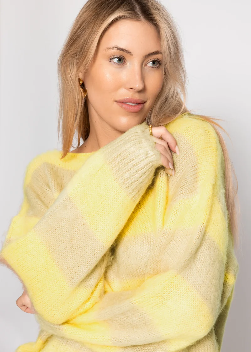 Gestreifter Pullover - gelb-beige