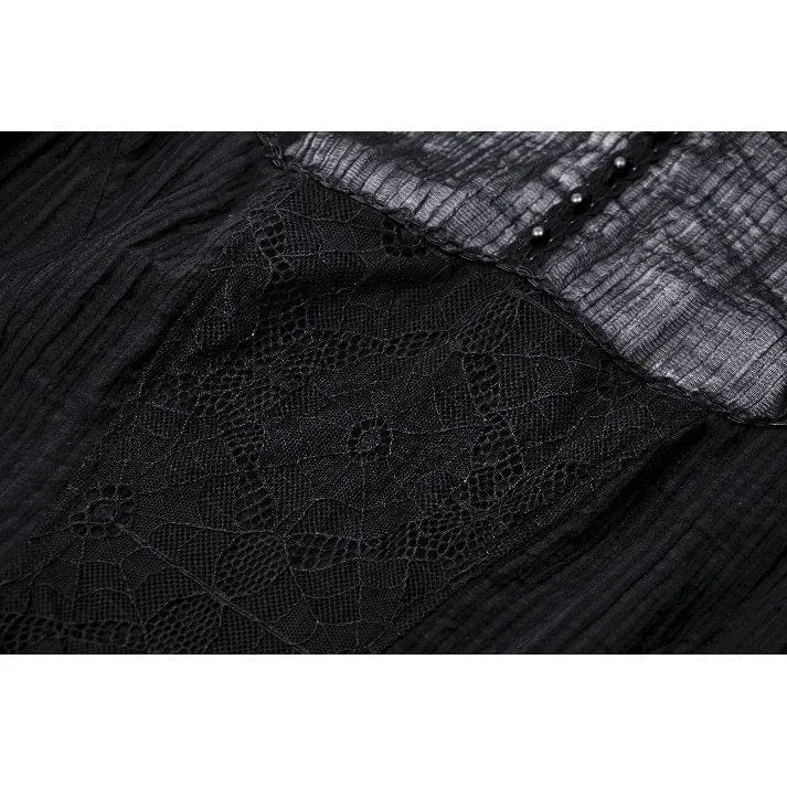 Gothic-Hexenkleid mit Puffärmeln und Spinnennetz-Muster für Damen