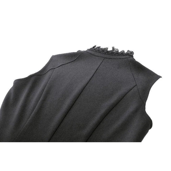 Gothic-Halloween-Frackkleid in Kontrastfarbe für Damen