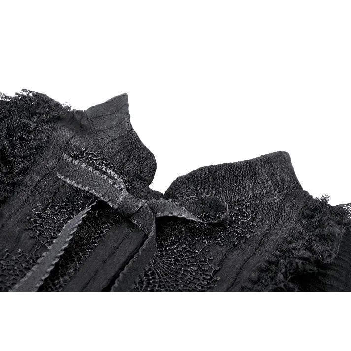 Gotisches Heimkehrkleid mit Cheongsam-Kragen und Rüschen für Damen