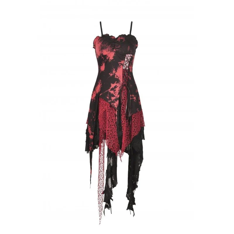 Damen Punk Unregelmäßiges Tie-dyed Splice Slip Dress Hochzeitskleid