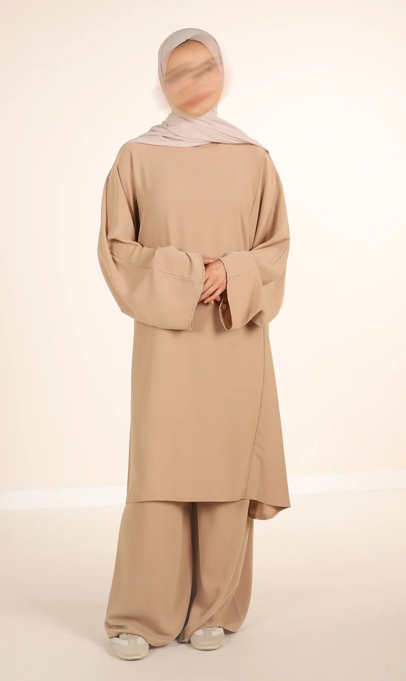 Medini Seiden-2-teiliges Set – Latte