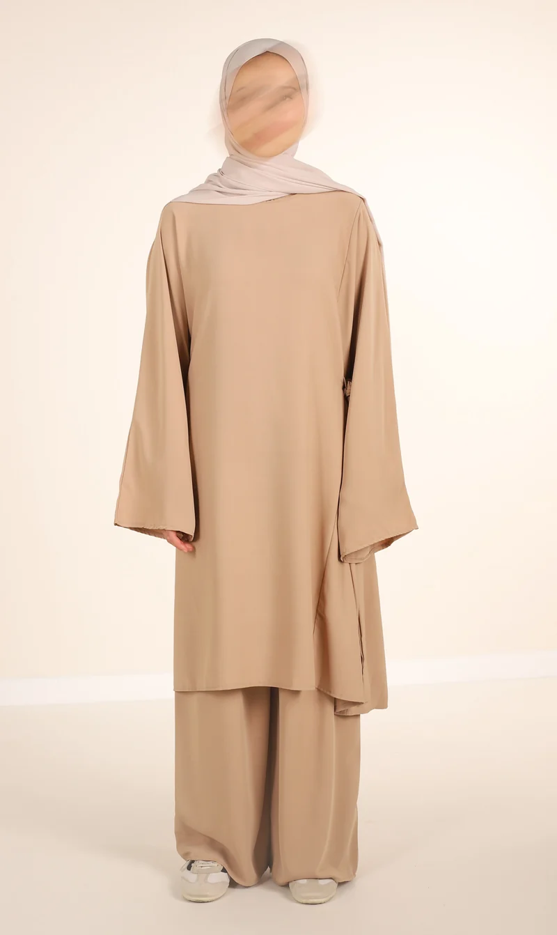 Medini Seiden-2-teiliges Set – Latte