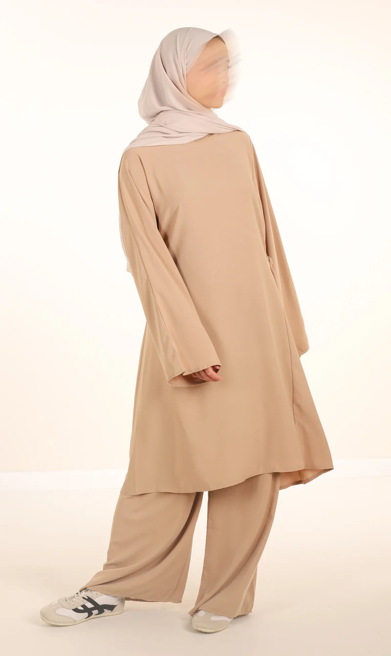 Medini Seiden-2-teiliges Set – Latte