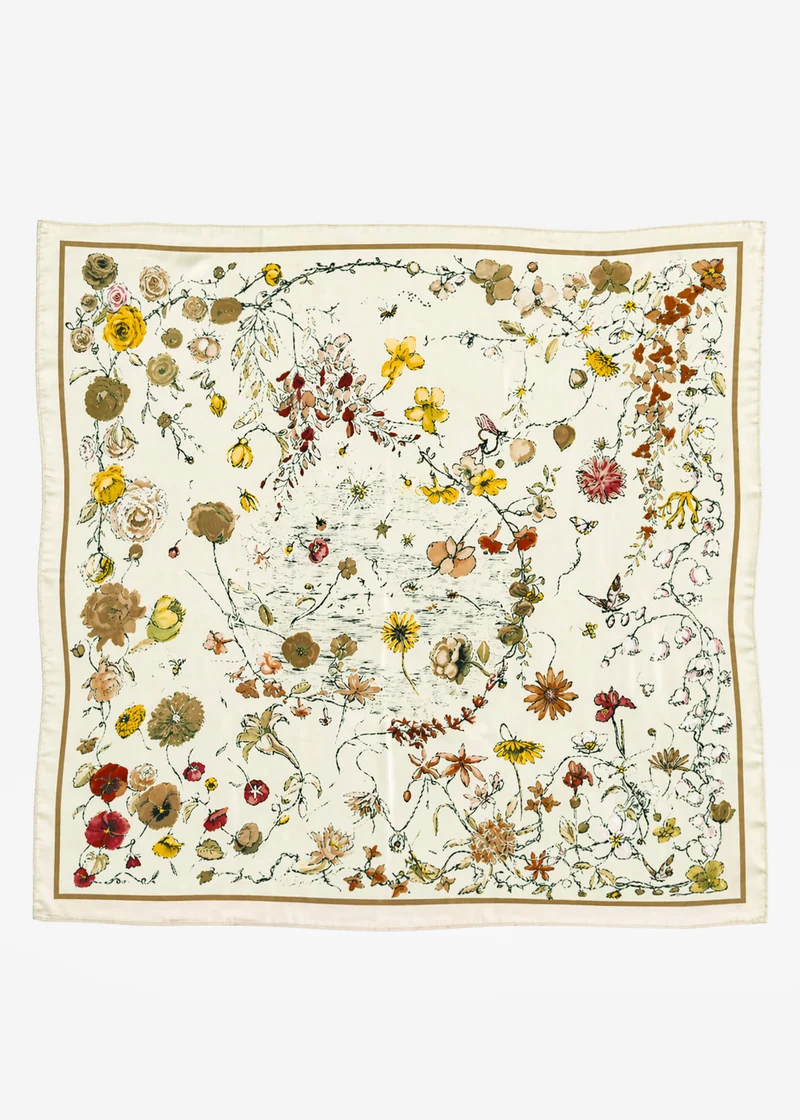 Halstuch mit floralem Print - beige