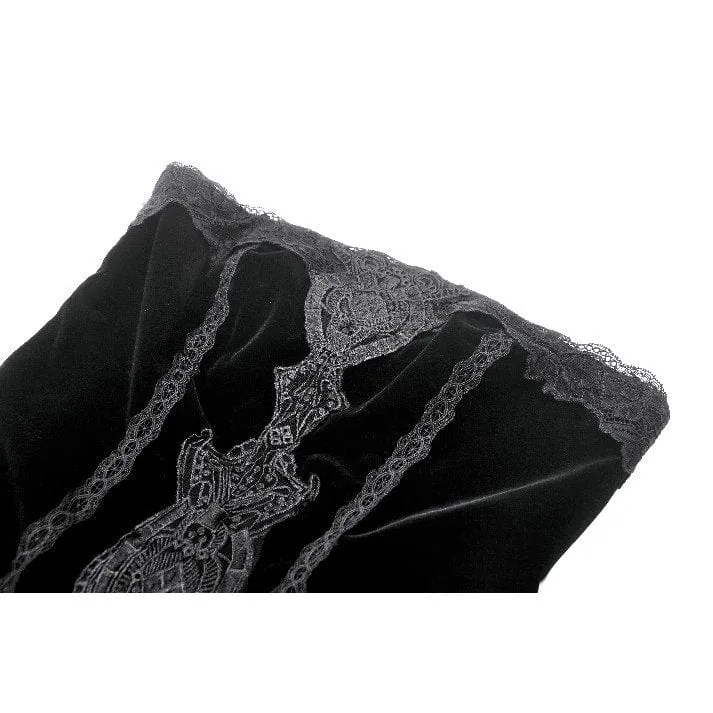 Gothic-Brautkleid für Damen mit besticktem Spitzensaum und Raffungen