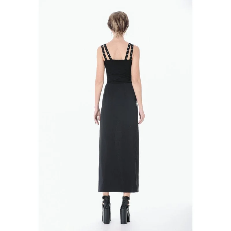 Punk-Tanktop für Damen mit Ösen, Used-Look, Schnürung und Reißverschluss