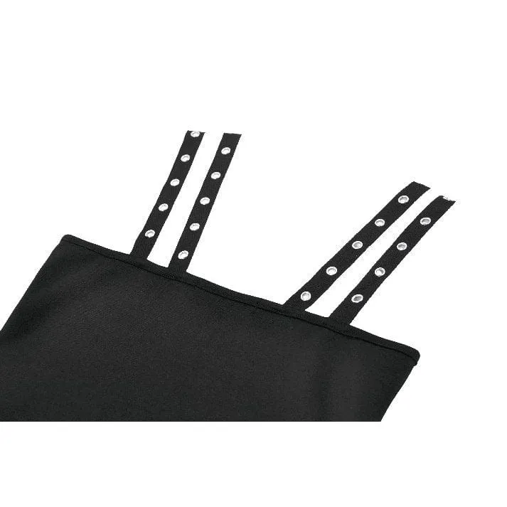 Punk-Tanktop für Damen mit Ösen, Used-Look, Schnürung und Reißverschluss