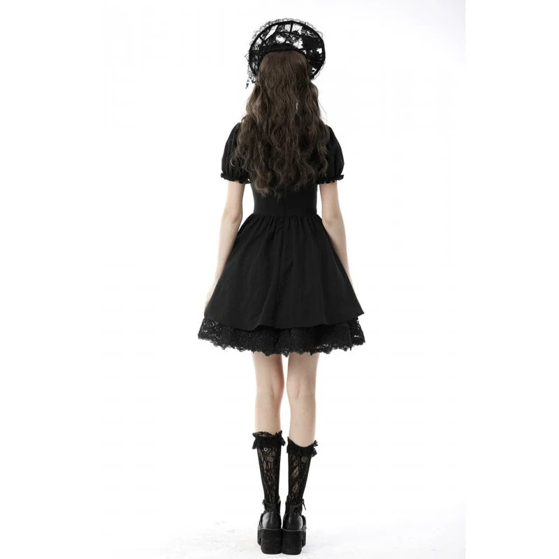 Damen Gothic Lolita Puffärmel Spitzenpuppenkleid
