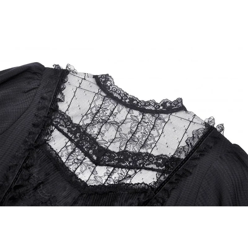 Damen Gothic Lolita Puffärmel Spitzenpuppenkleid