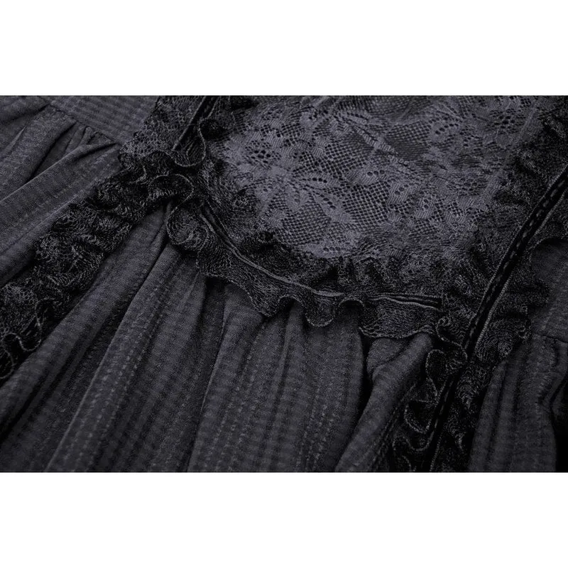 Damen Gothic Lolita Puffärmel Spitzenpuppenkleid