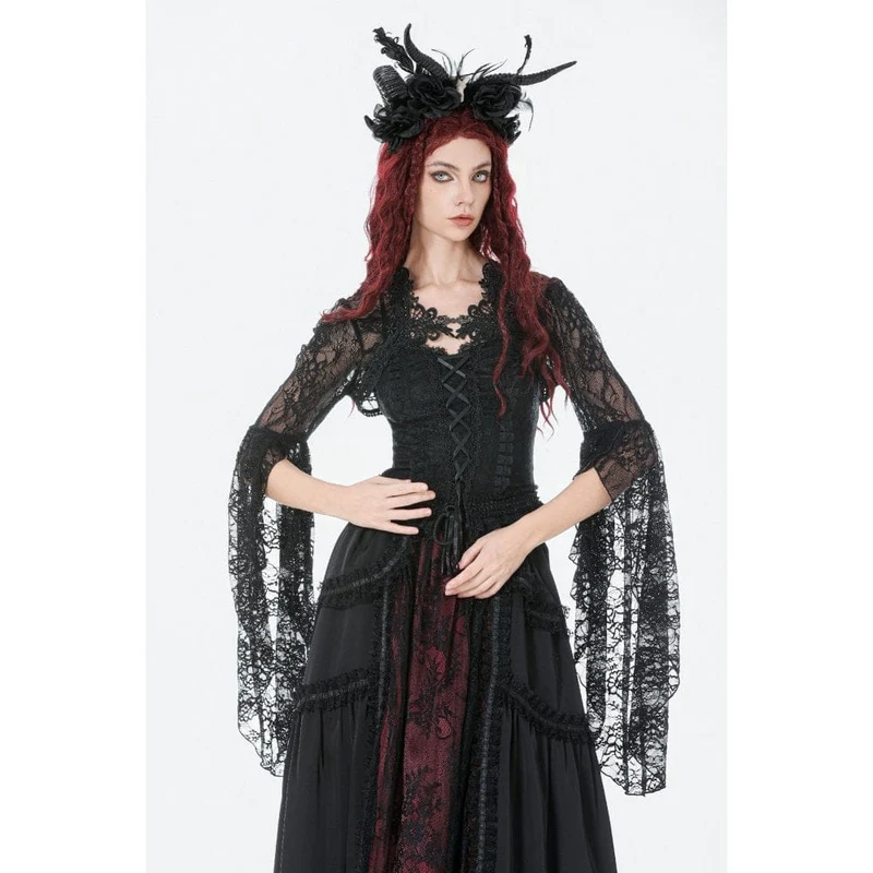 Gothic-Cape für Damen mit Spitzenbesatz und ausgestellten Ärmeln