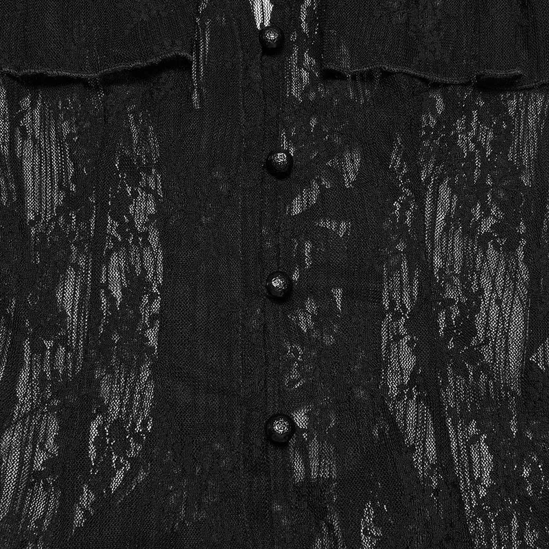 Gothic-Bluse für Damen mit Blumenmuster und Cut-out-Spitze
