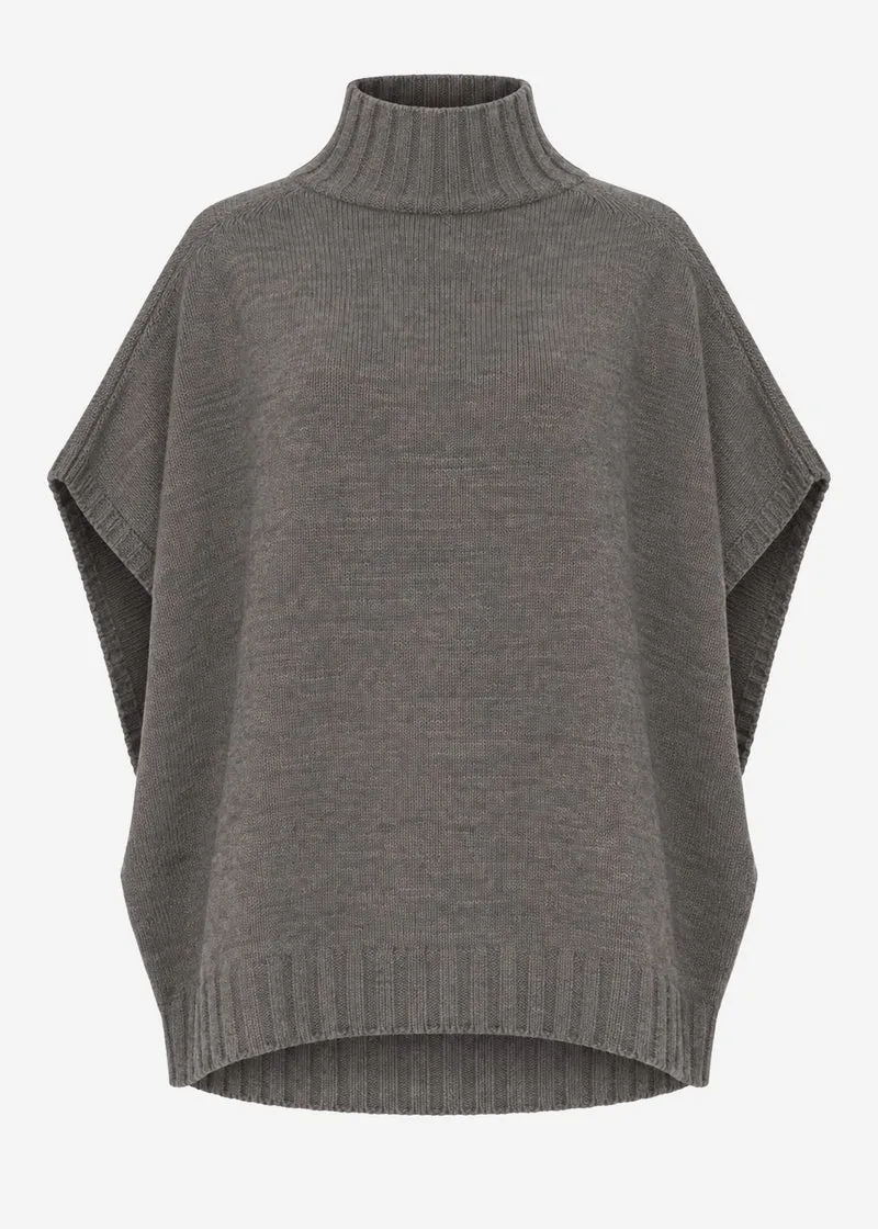 Oversize, ärmelloser Pullunder mit Turtleneck - grau