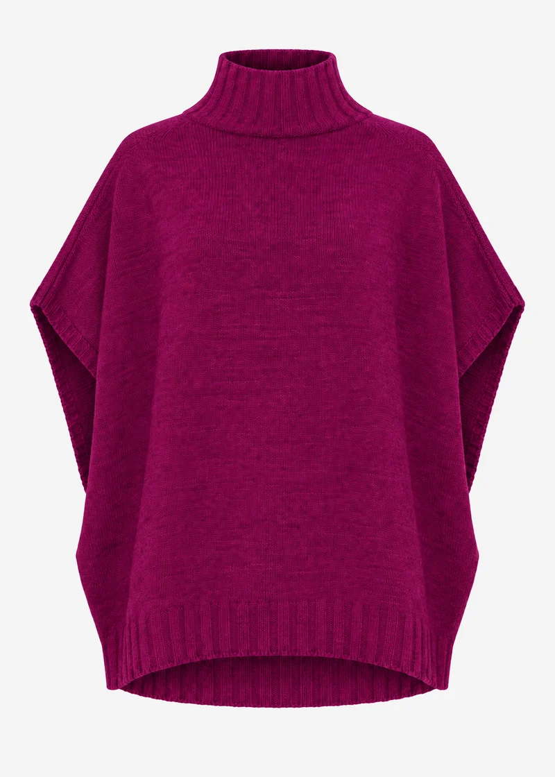 Oversize, ärmelloser Pullunder mit Turtleneck - plum