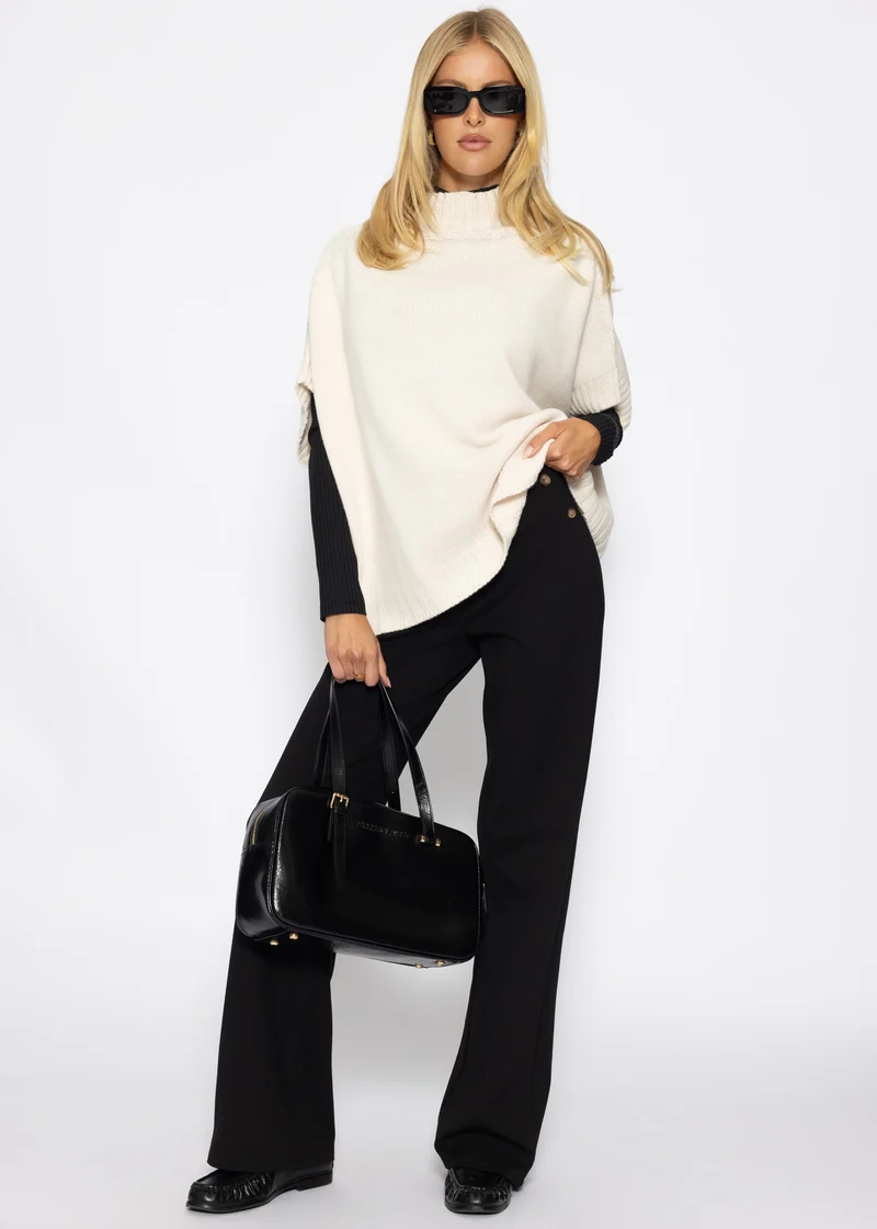 Oversize, ärmelloser Pullunder mit Turtleneck - offwhite