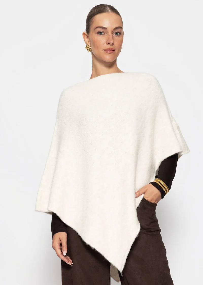 Poncho mit Wollanteil - offwhite