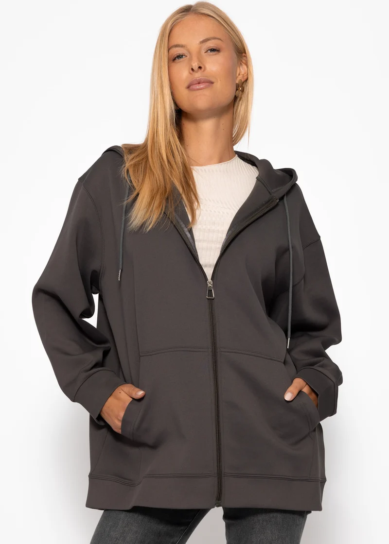 Oversize Sweatjacke mit Kapuze - grau
