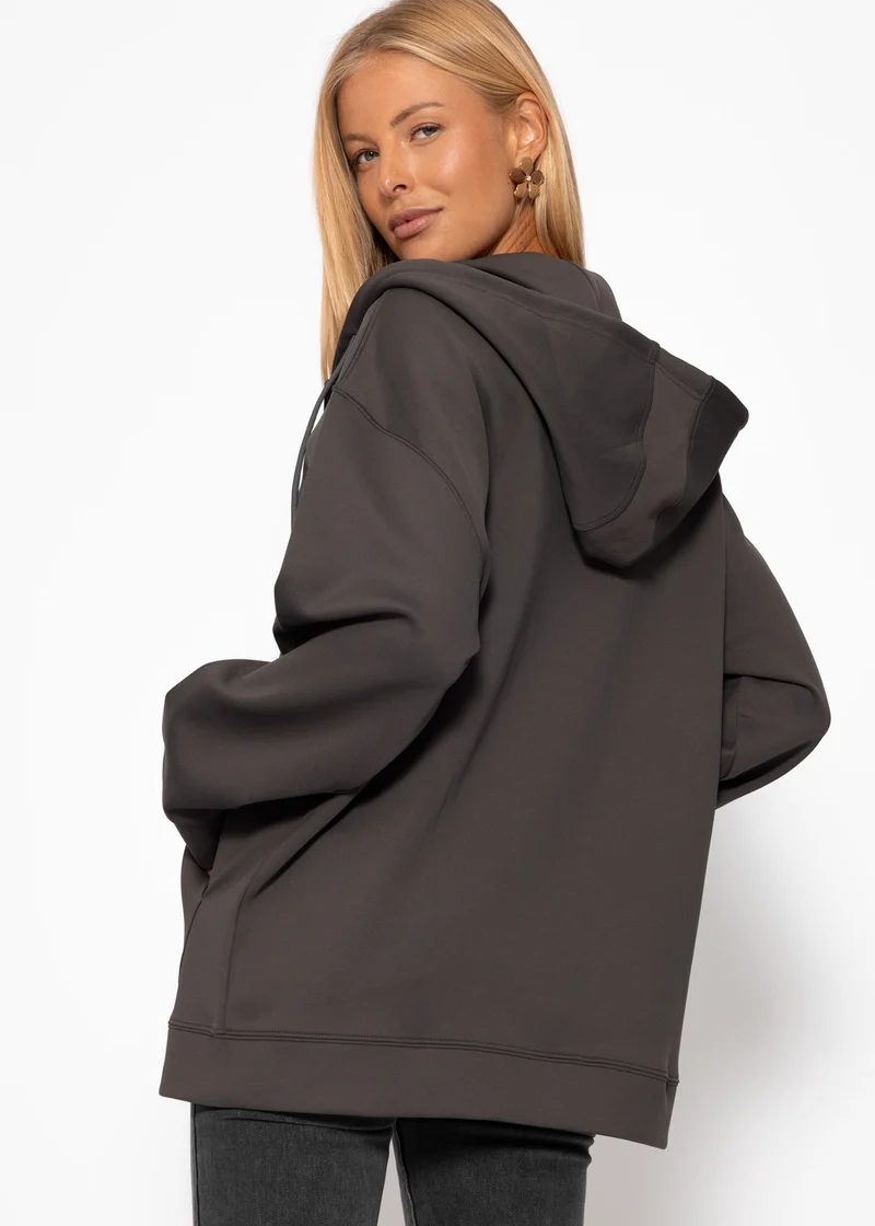 Oversize Sweatjacke mit Kapuze - grau